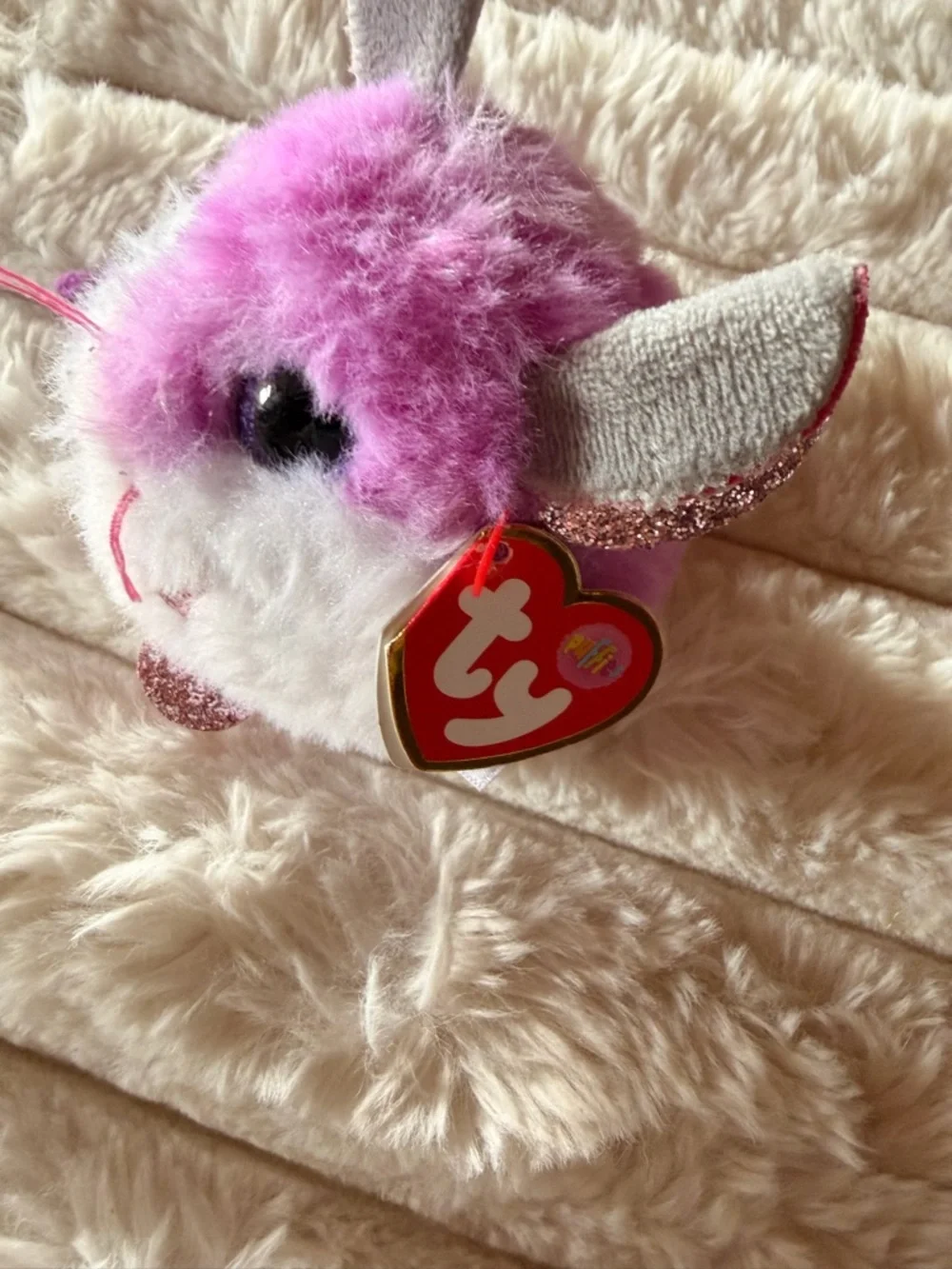 Ty Puffies plush Small Toy - Pink and White Fluffy Hamster, Colby